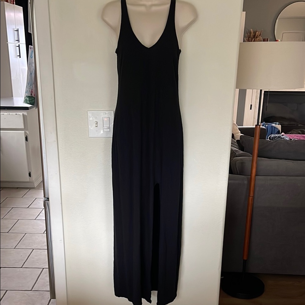 Express small black maxi dress, sleeveless, high thigh split